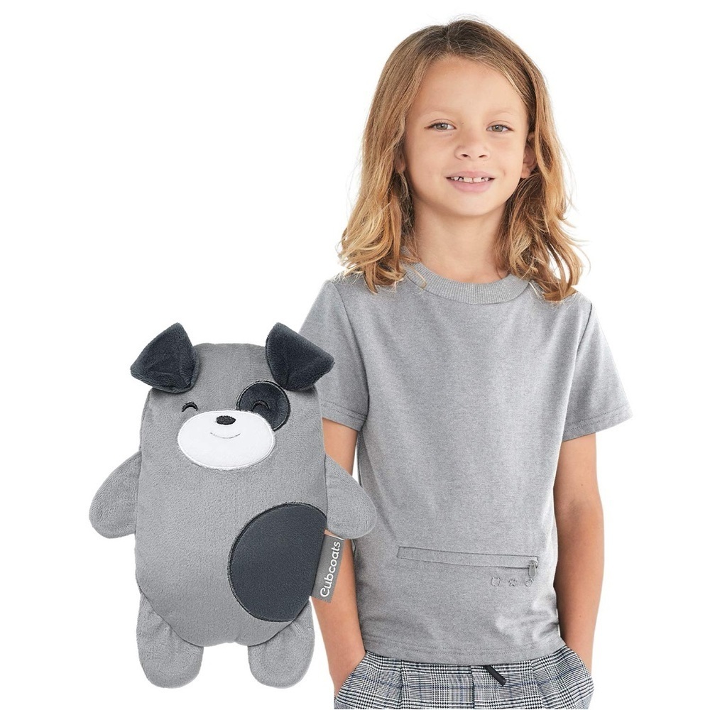 Cubcoats Unisex Pimm the puppy 2 in 1 tee and plushie in gray size 2T